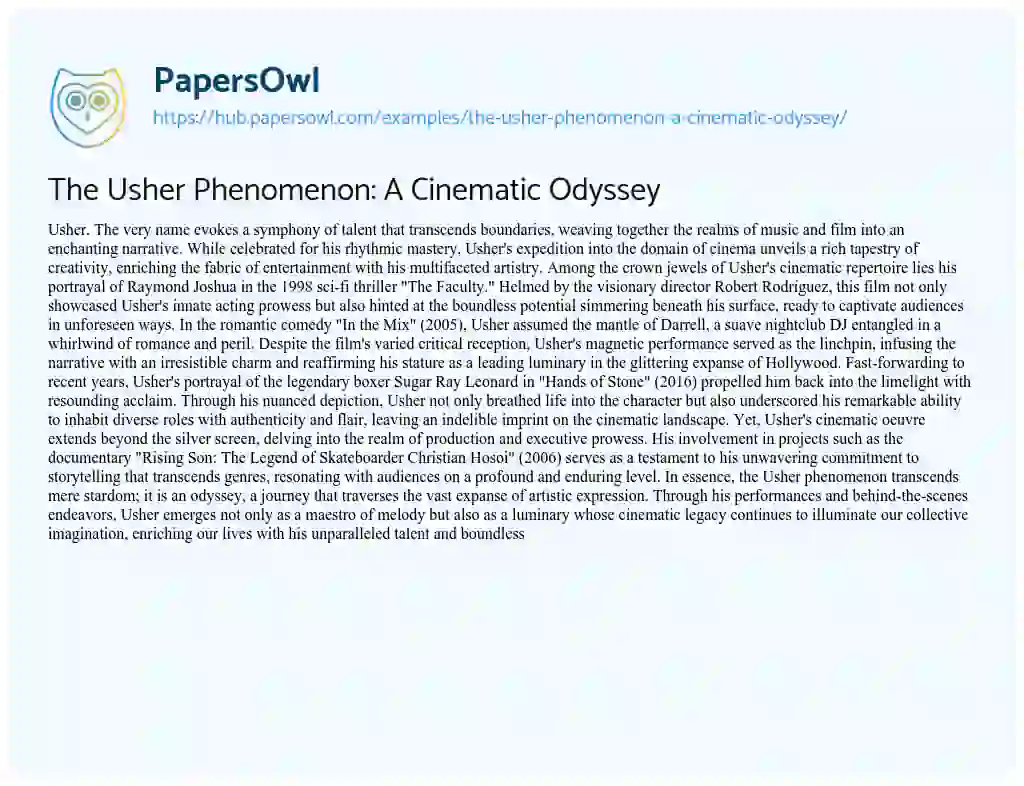 Essay on The Usher Phenomenon: A Cinematic Odyssey