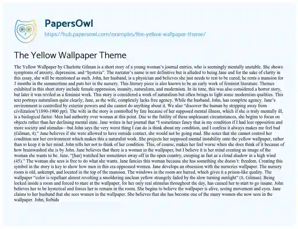 Essay on The Yellow Wallpaper Theme