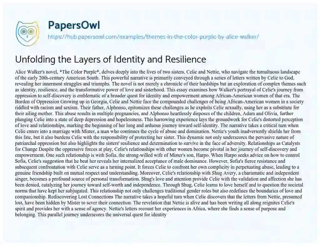 Essay on Unfolding the Layers of Identity and Resilience