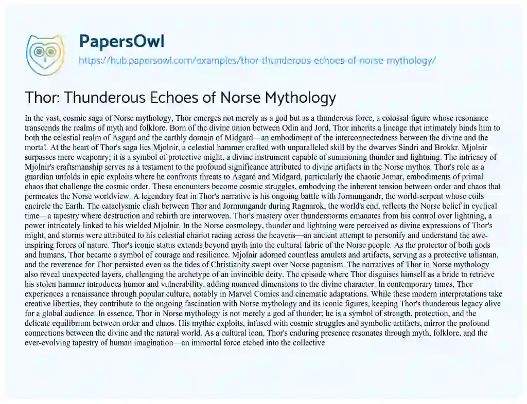 Essay on Thor: Thunderous Echoes of Norse Mythology