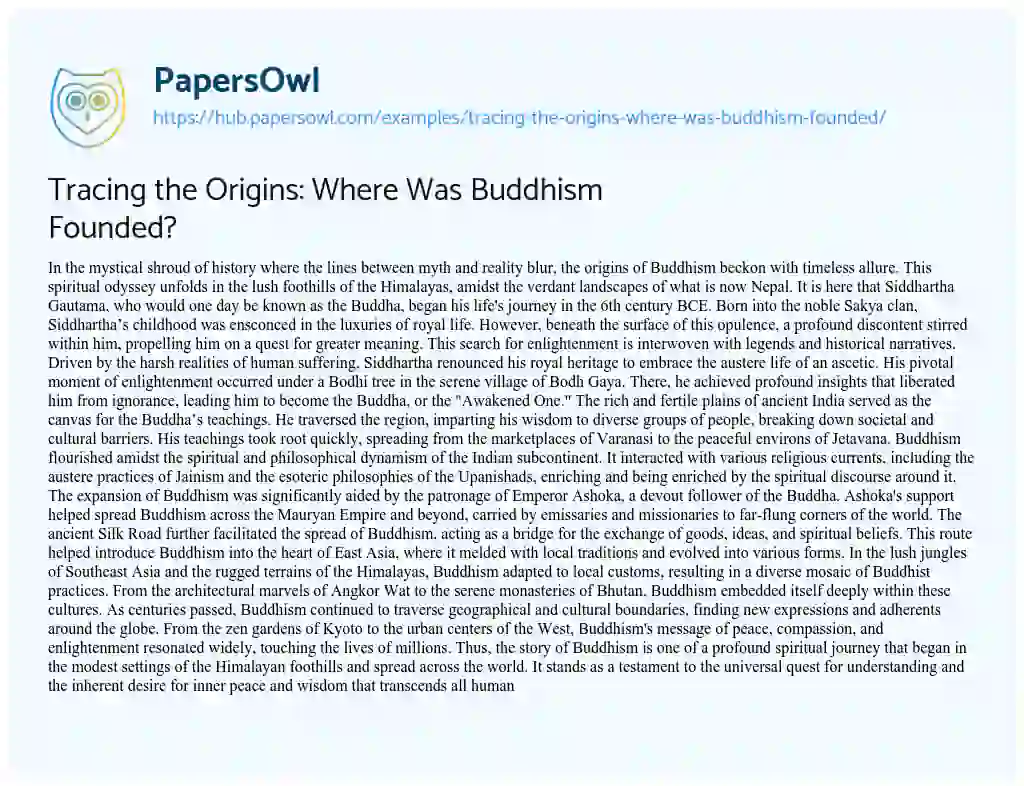 Essay on Tracing the Origins: Where Was Buddhism Founded?