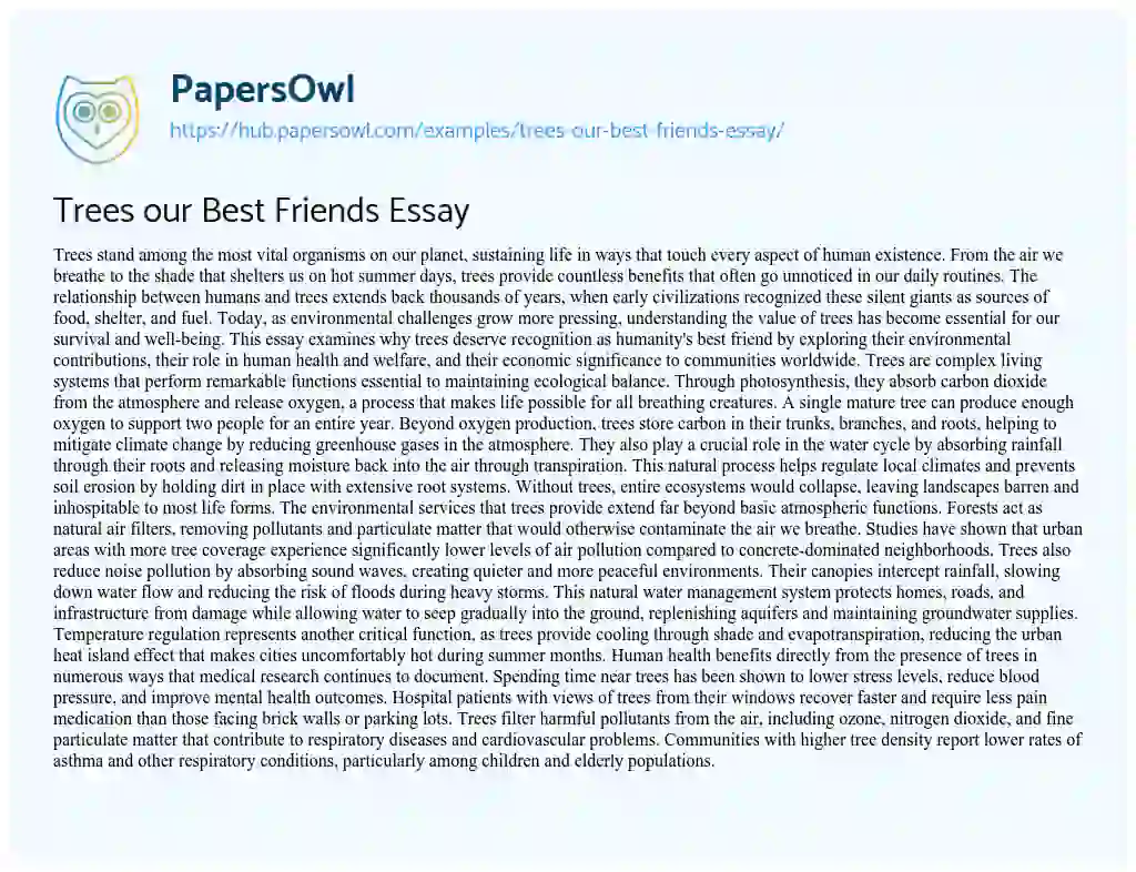 Essay on Trees our Best Friends Essay