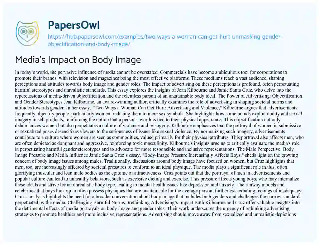 Essay on Media’s Impact on Body Image