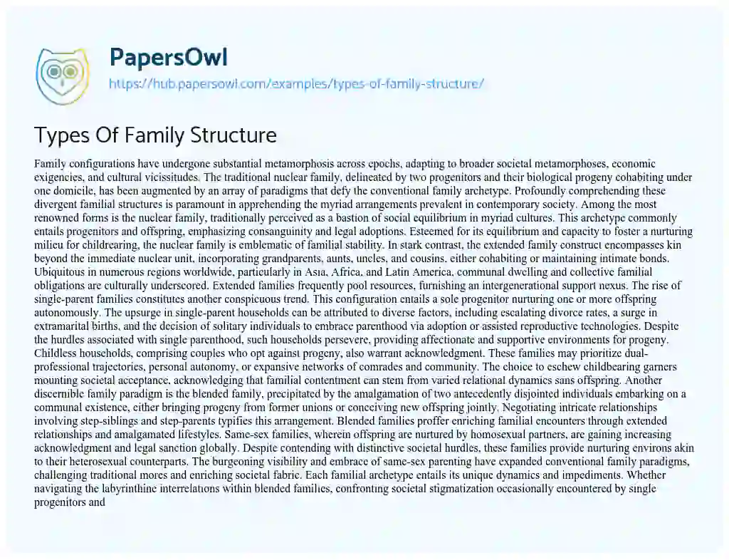 Essay on Types Of Family Structure