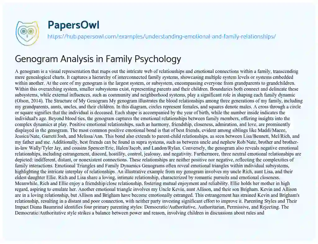 Essay on Genogram Analysis in Family Psychology