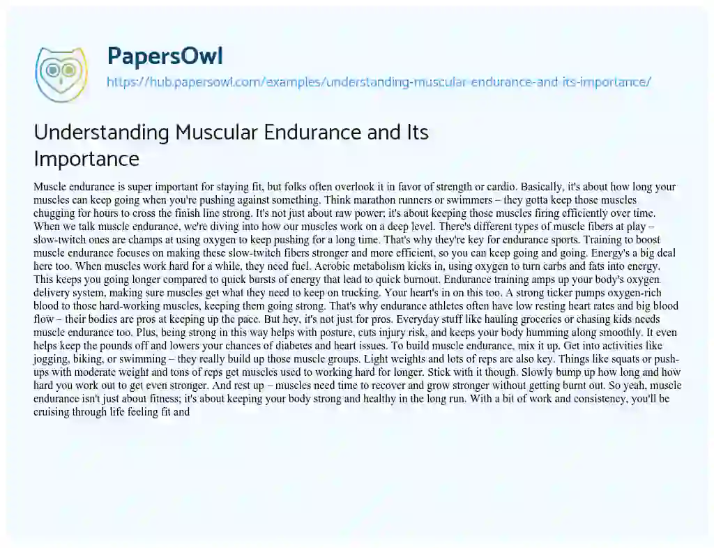 Essay on Understanding Muscular Endurance and Its Importance