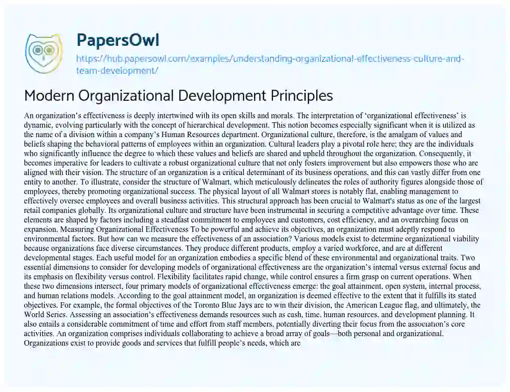 Essay on Modern Organizational Development Principles