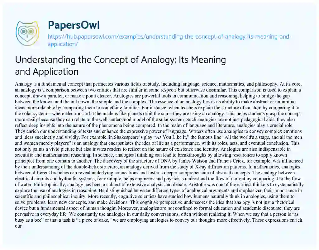 Essay on Understanding the Concept of Analogy: Its Meaning and Application