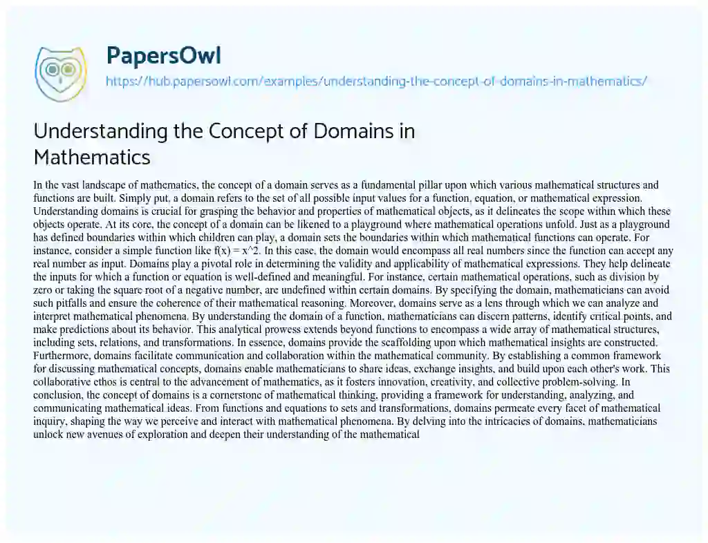 Essay on Understanding the Concept of Domains in Mathematics