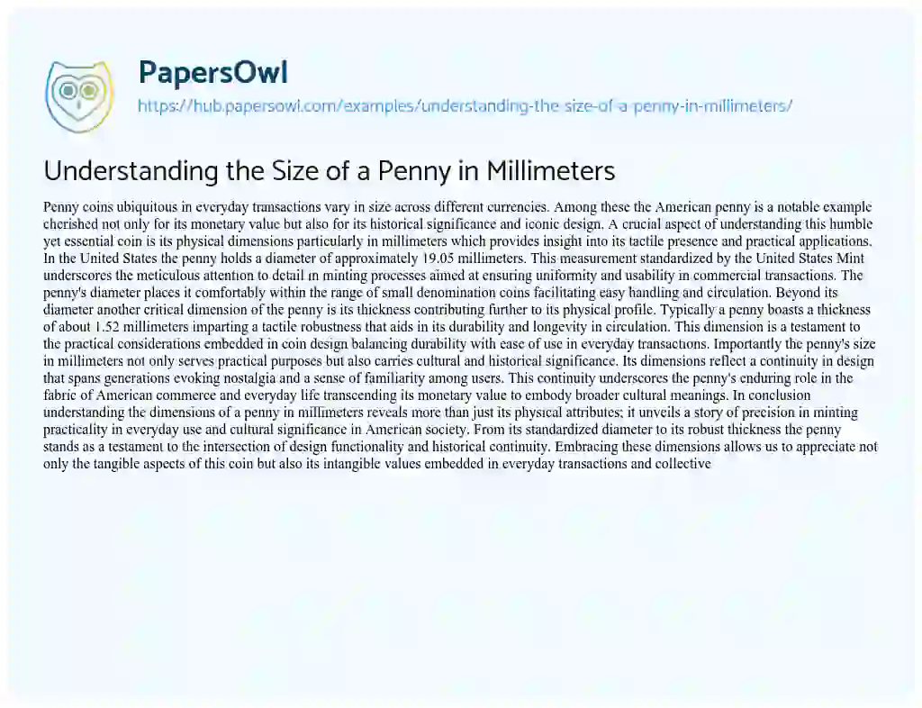 Essay on Understanding the Size of a Penny in Millimeters