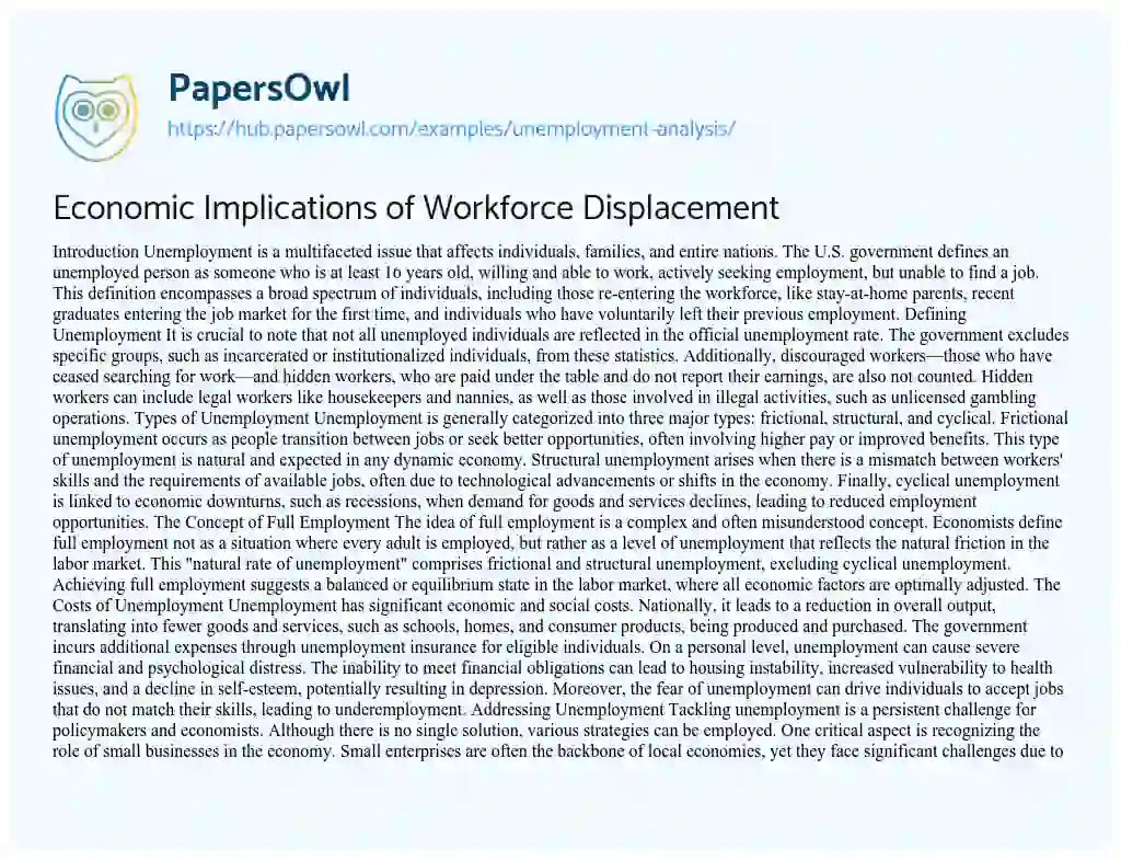 Essay on Economic Implications of Workforce Displacement