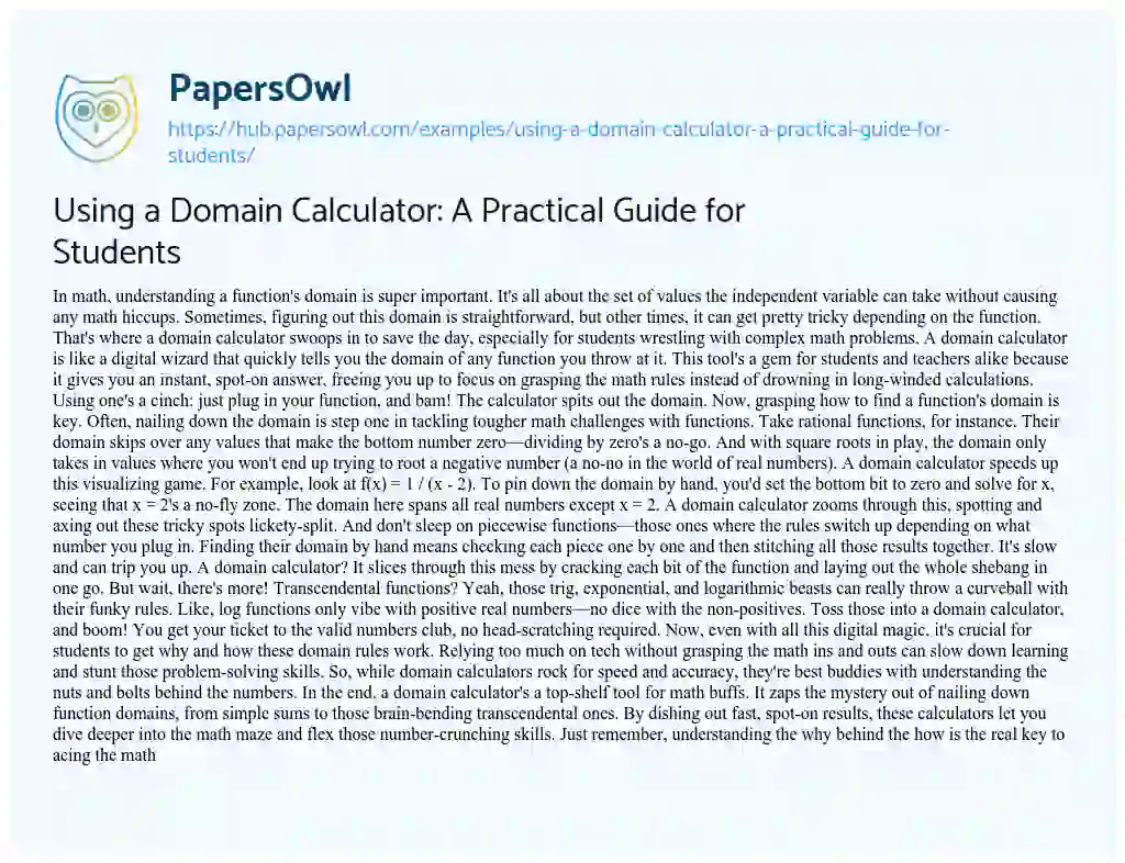 Essay on Using a Domain Calculator: A Practical Guide for Students