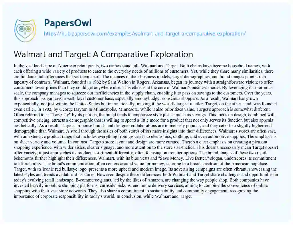 Essay on Walmart and Target: A Comparative Exploration
