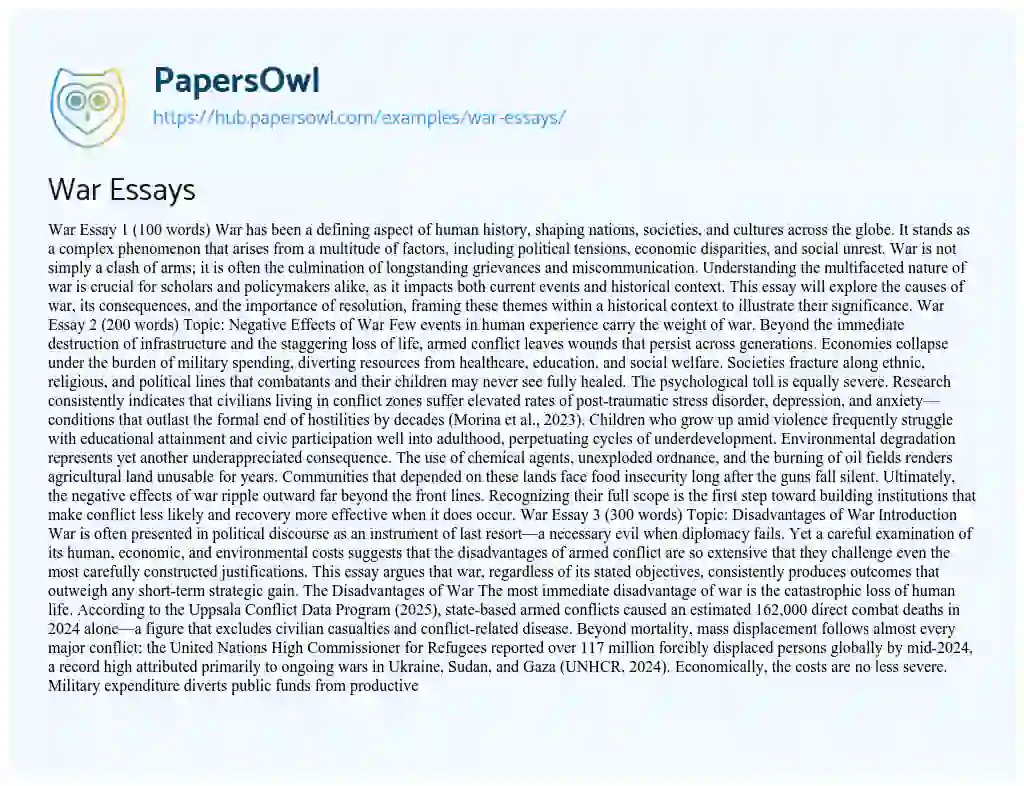 Essay on War Essays