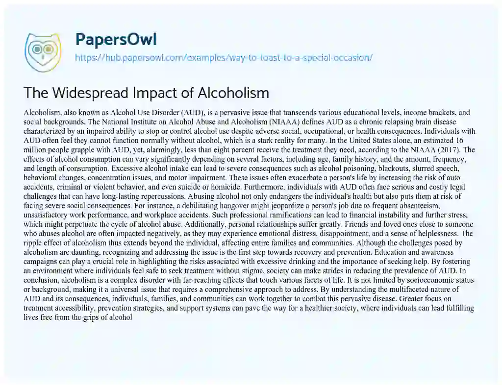 Essay on The Widespread Impact of Alcoholism