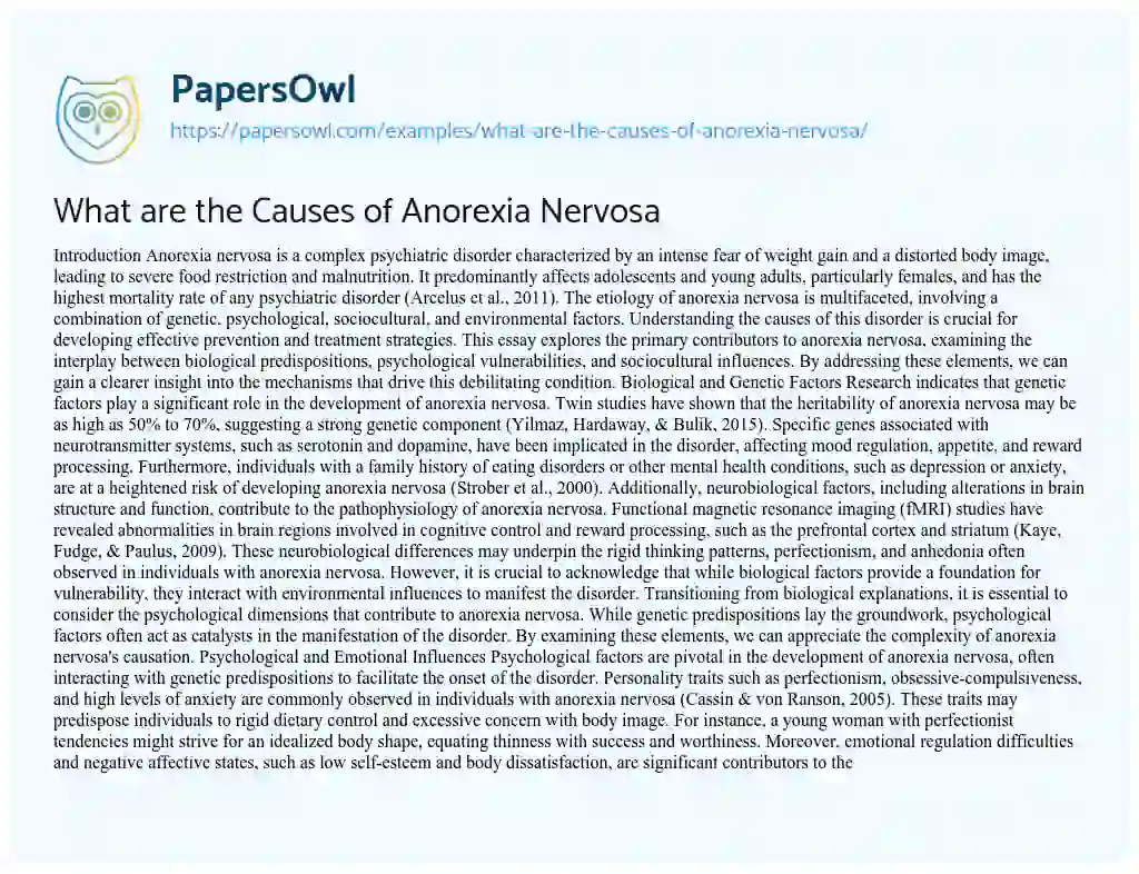 Essay on What are the Causes of Anorexia Nervosa
