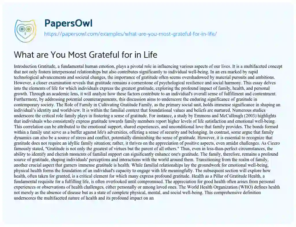 Essay on What are You Most Grateful for in Life