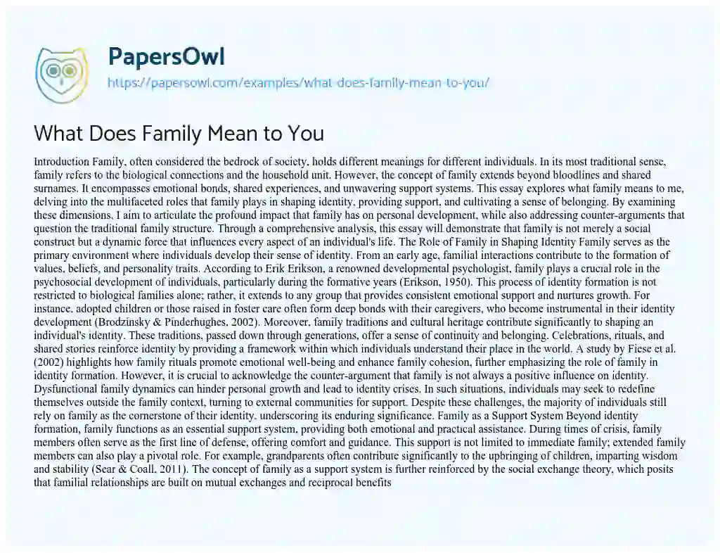 Essay on What Does Family Mean to You