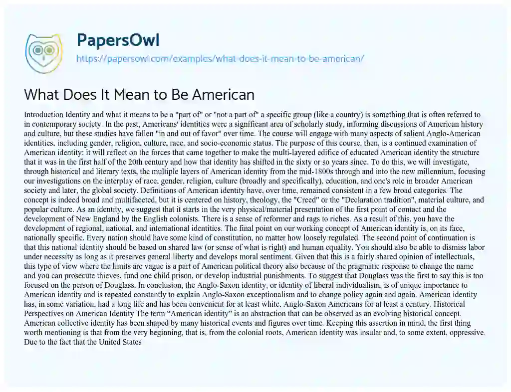Essay on What Does It Mean to Be American