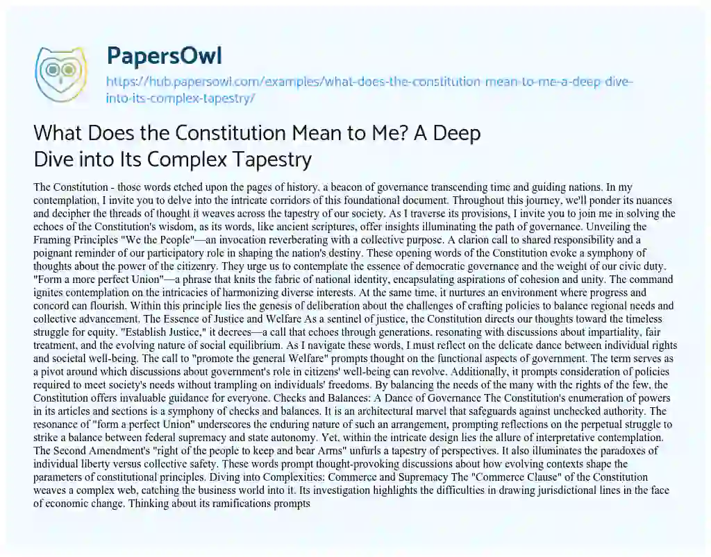 Essay on What Does the Constitution Mean to Me? A Deep Dive into Its Complex Tapestry