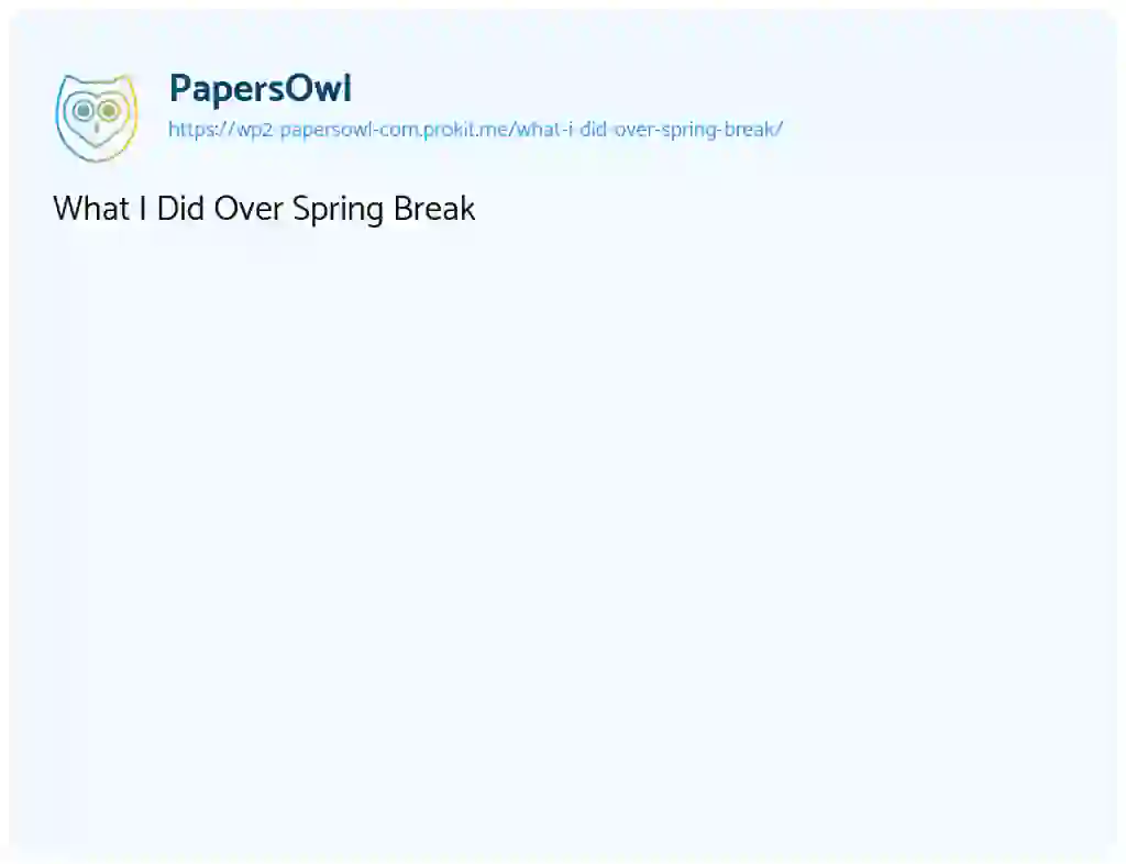 Essay on What I Did Over Spring Break