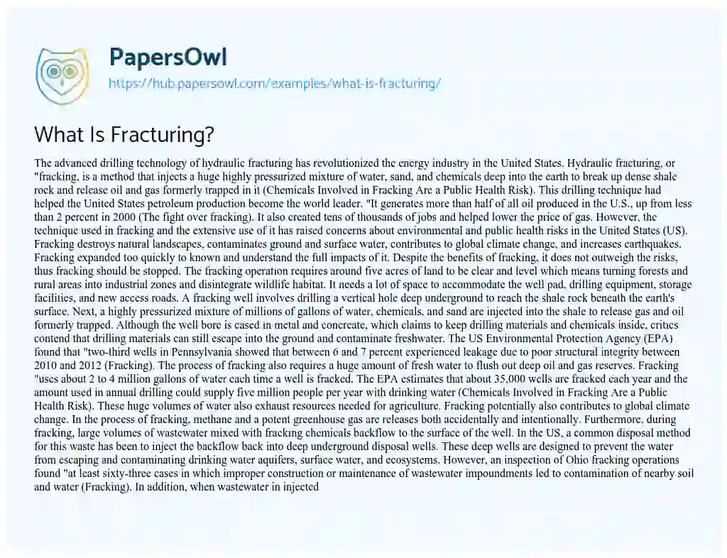 Essay on What Is Fracturing?