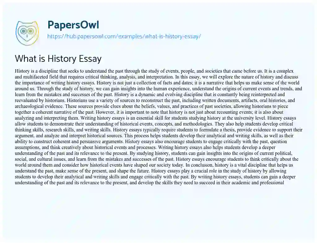 Essay on What is History Essay