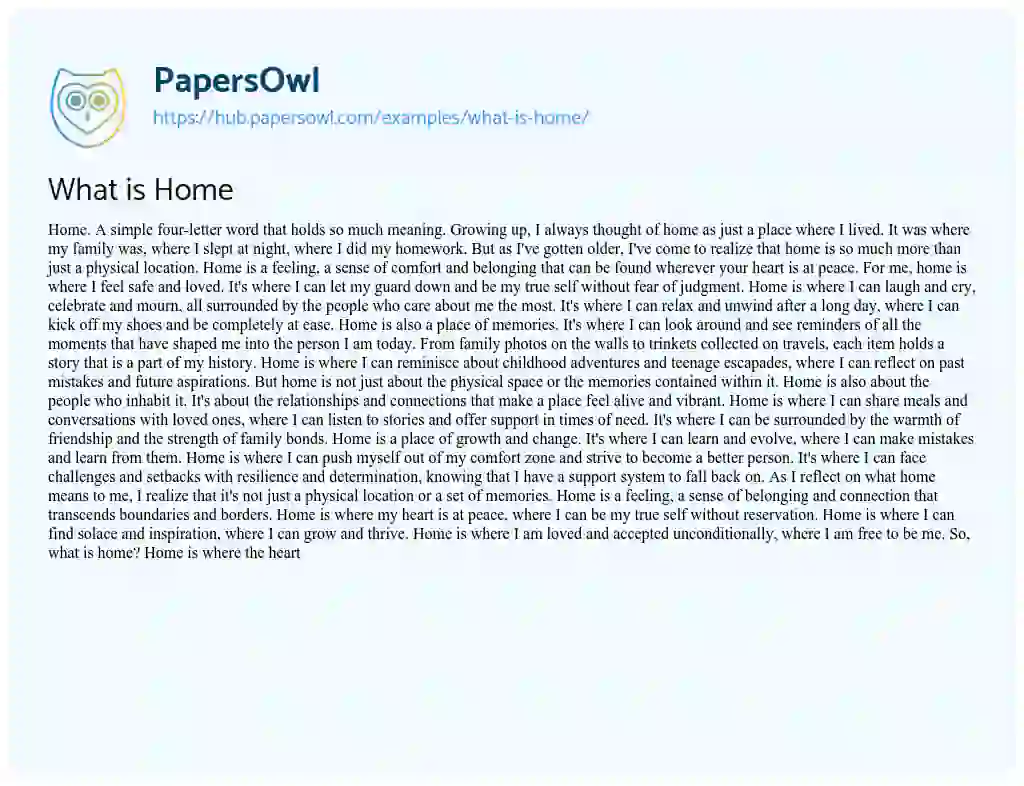Essay on What is Home
