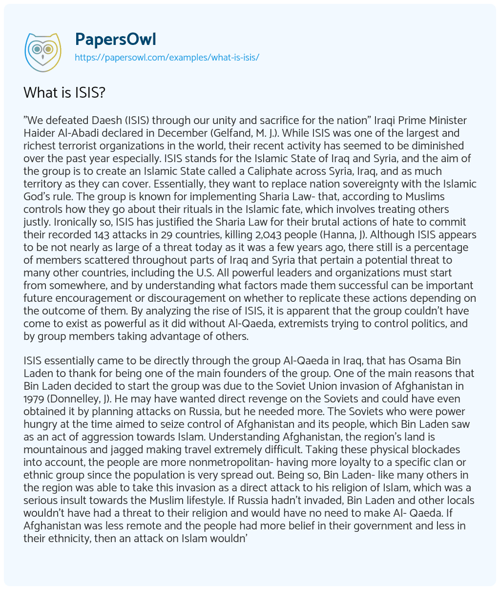Essay on What is ISIS?