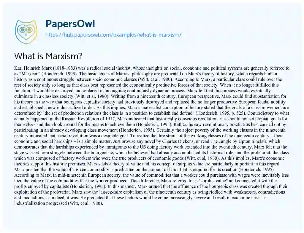 Essay on What is Marxism?
