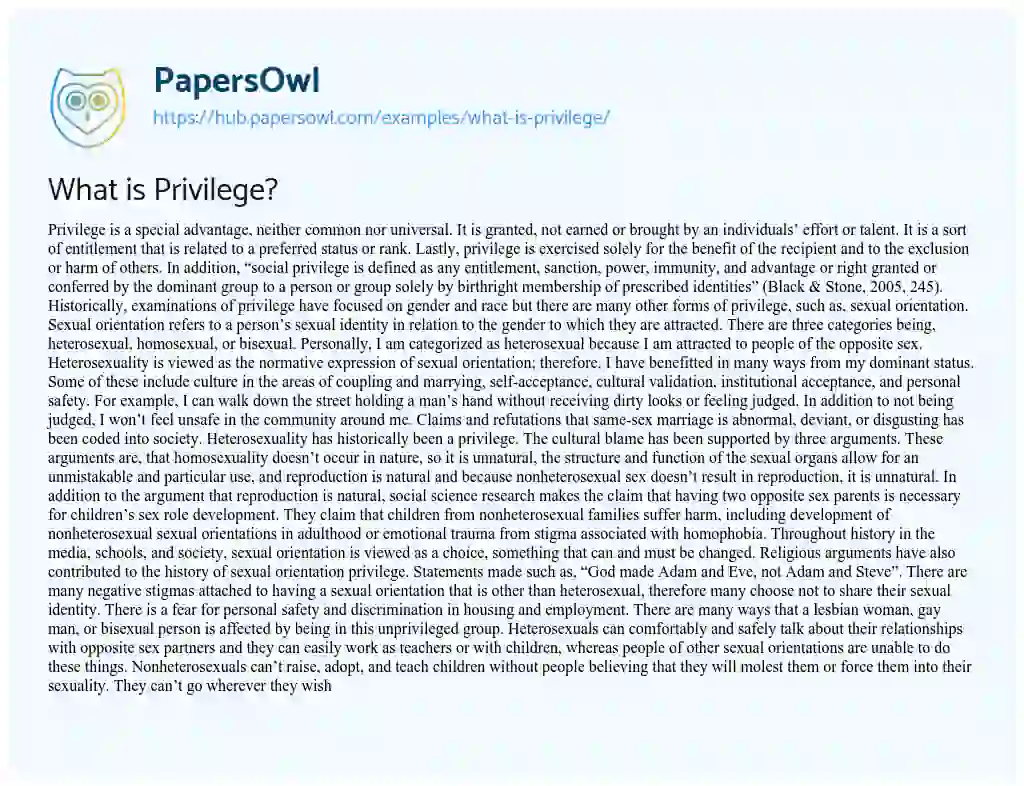 Essay on What is Privilege?