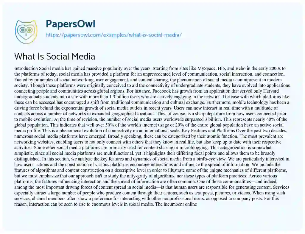 Essay on What Is Social Media