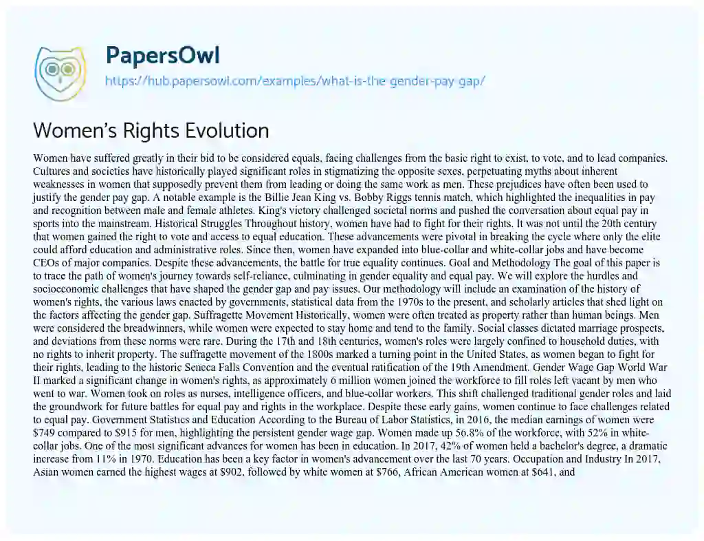 Essay on Women’s Rights Evolution