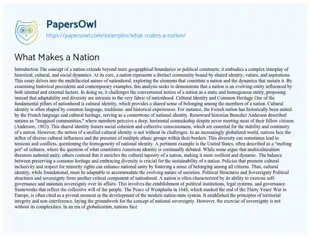 Essay on What Makes a Nation