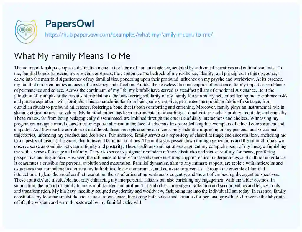 Essay on What My Family Means To Me