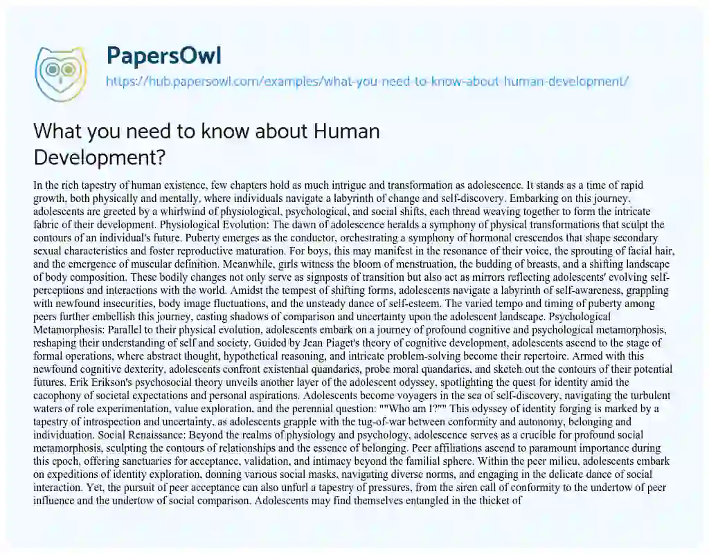 Essay on What you need to know about Human Development?