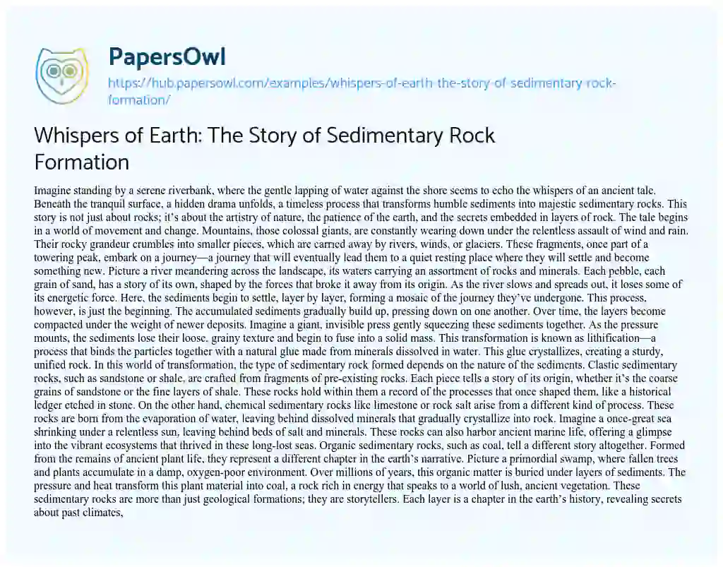 Essay on Whispers of Earth: The Story of Sedimentary Rock Formation