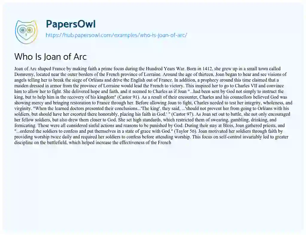 Essay on Who Is Joan of Arc