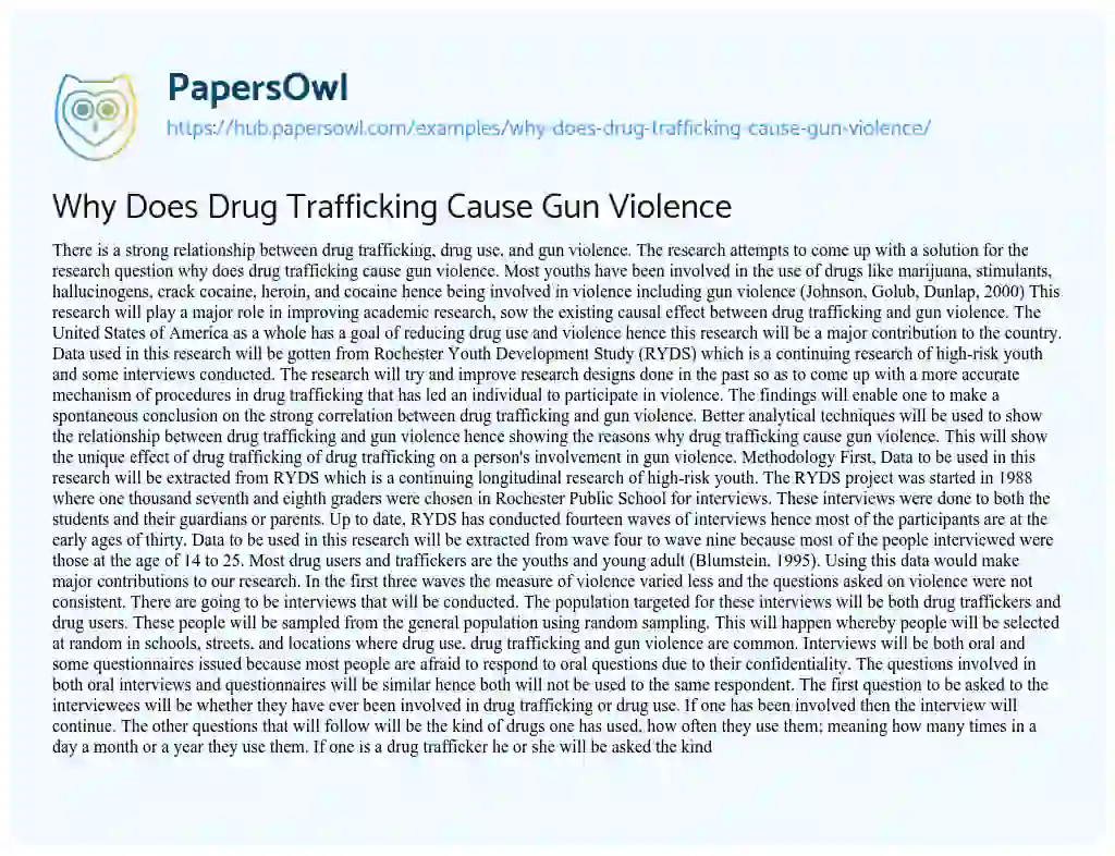 Essay on Why Does Drug Trafficking Cause Gun Violence