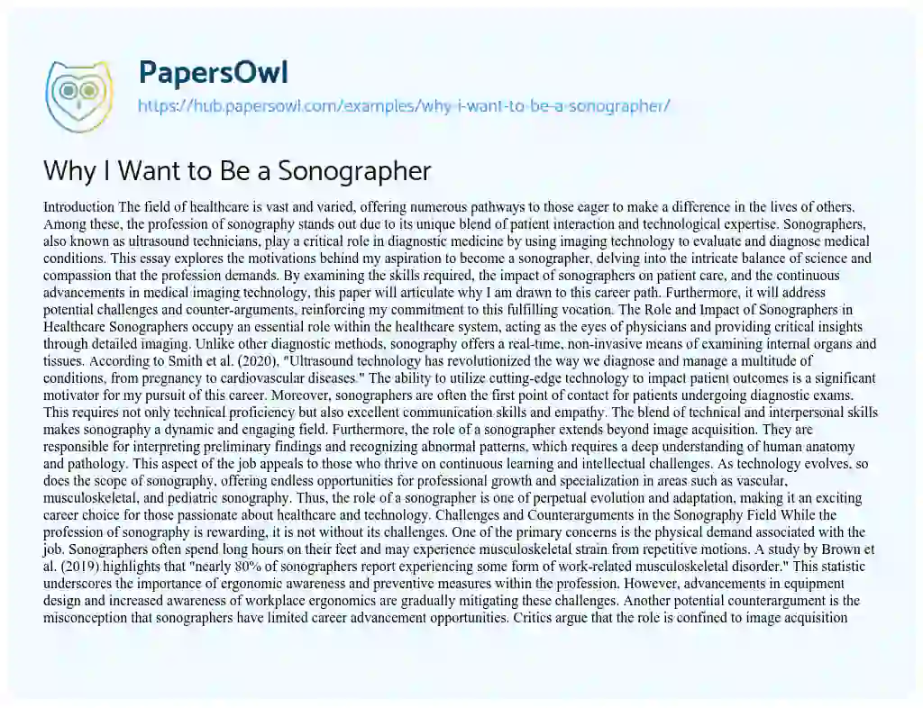 Essay on Why I Want to Be a Sonographer