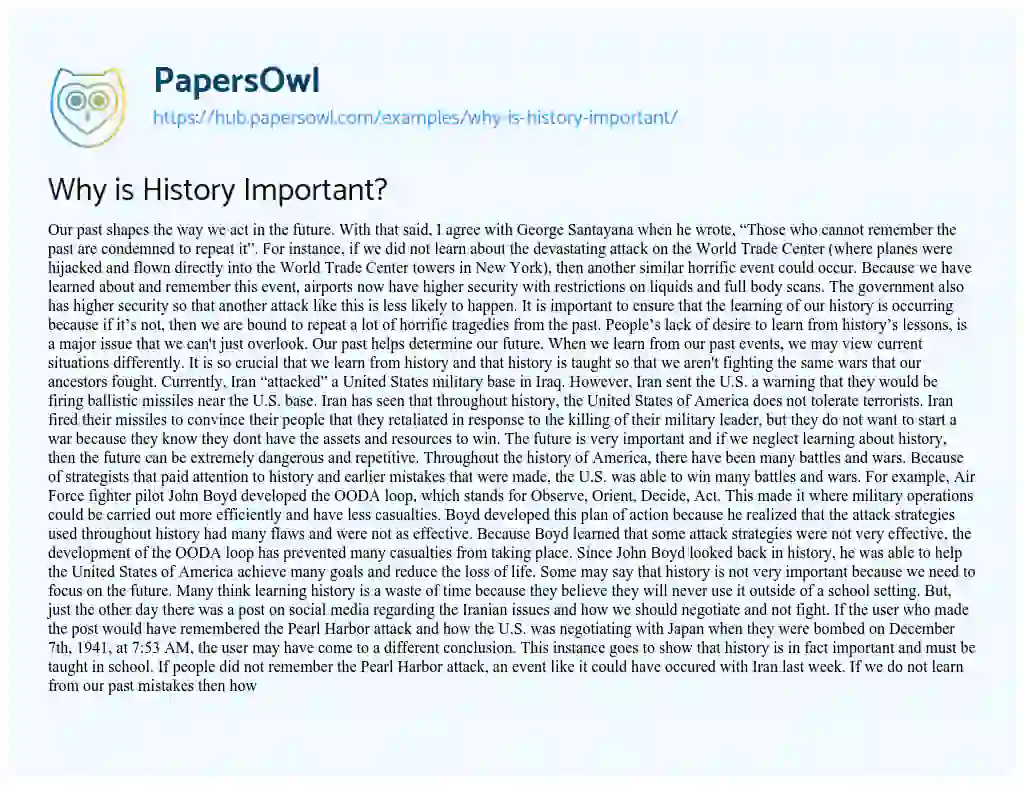 Essay on Why is History Important?