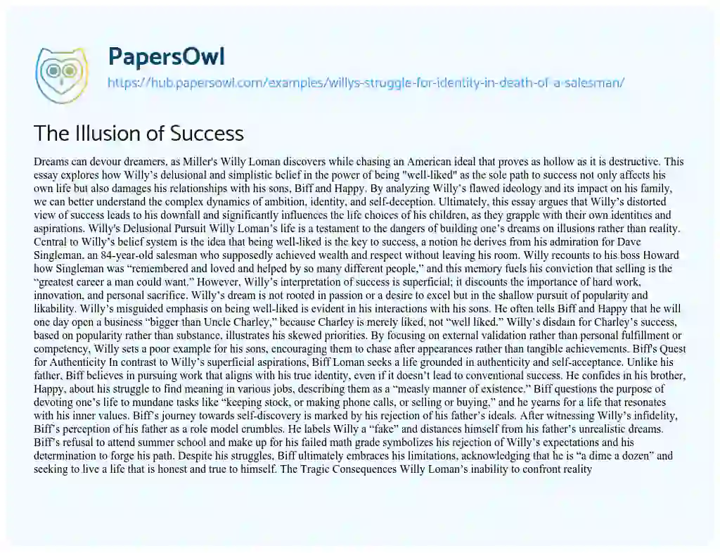 Essay on The Illusion of Success