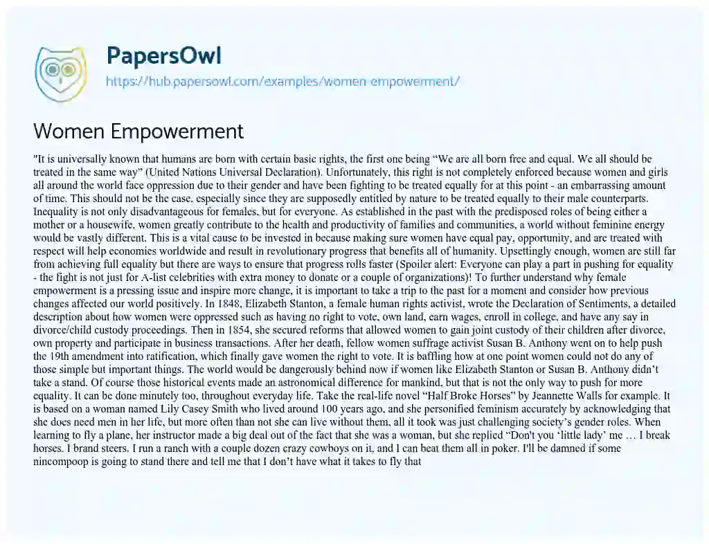 Essay on Women Empowerment