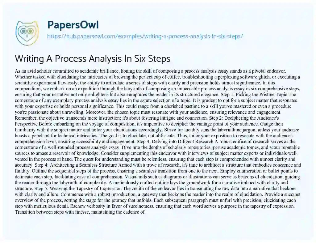 Essay on Writing A Process Analysis In Six Steps