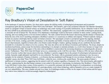 Ray Bradbury's Vision of Desolation in 'Soft Rains' - Free Essay ...