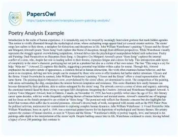 Poetry Analysis Example - Free Essay Example - 747 Words | PapersOwl.com