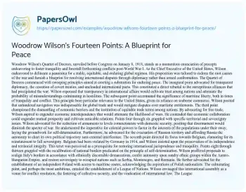 Woodrow Wilson's Fourteen Points: A Blueprint for Peace - Free Essay ...