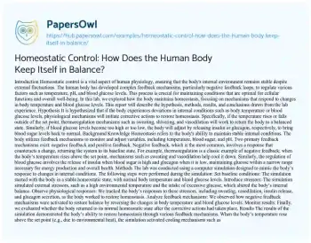 Homeostatic Control: How Does the Human Body Keep Itself in Balance ...