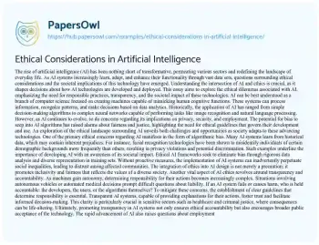 Ethical Considerations in Artificial Intelligence - Free Essay Example ...