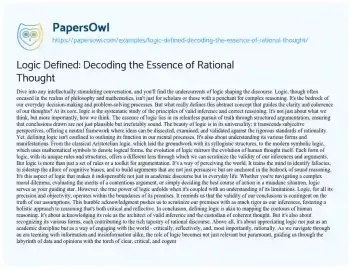 Logic Defined: Decoding the Essence of Rational Thought - Free Essay ...